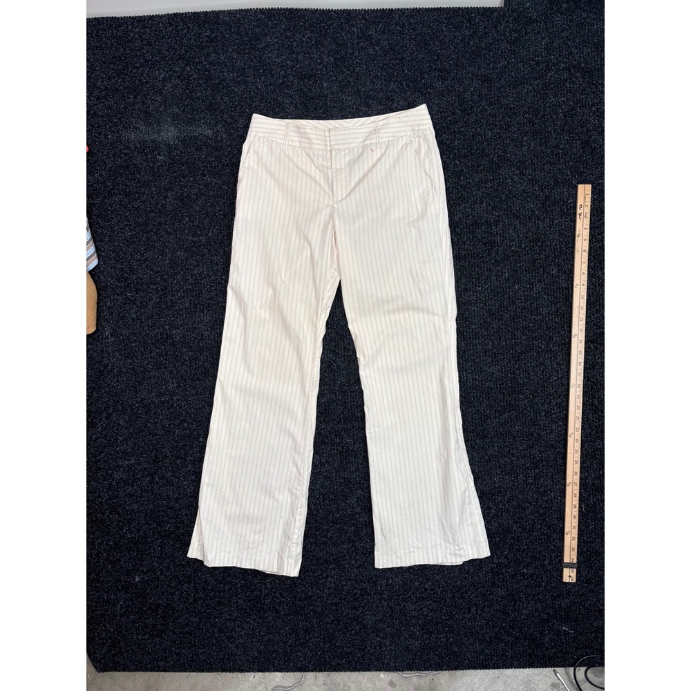 Calvin Klein Womens Size 6 Striped Dress Pants Cream Tan Cotton Spandex Trousers
